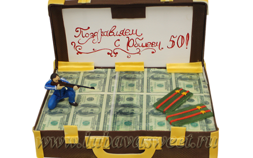 Торт чемодан с баксами на заказ, Кондитерская фабрика Любава