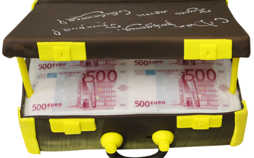 Торт праздничный чемодан с евро на заказ, Кондитерская фабрика Любава