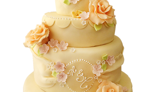 Торт свадебный желтые розы на заказ, Кондитерская фабрика Любава