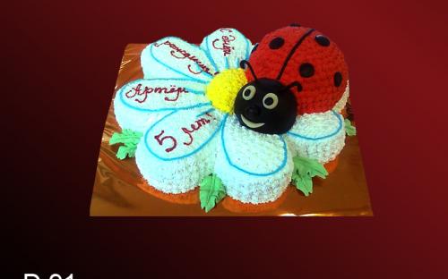 Детский торт Божья коровка и ромашка, Elit Cake, торты на заказ, Москва