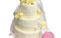 Торт свадебный с розами и бантом на заказ, Кондитерская фабрика Любава
