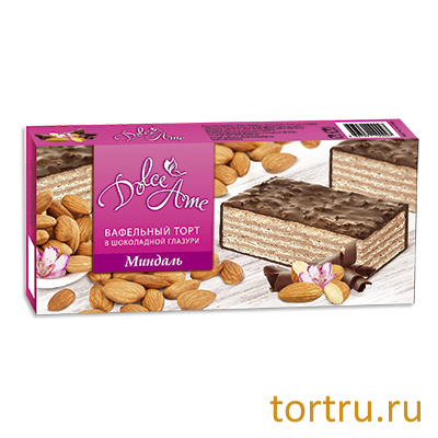 Торт Вафельный в шоколадной глазури "Dolce Ame Миндаль", кондитерская фабрика Азбука Шоколада, Москва