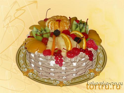 Торт "Корзина с фруктами", кондитерский цех Лакомка, Рязань