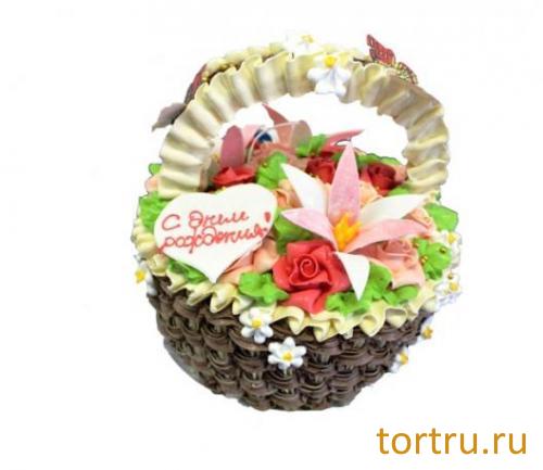 Торт "Малиново-творожный. Корзина с цветами", Хлебокомбинат Кольчугинский