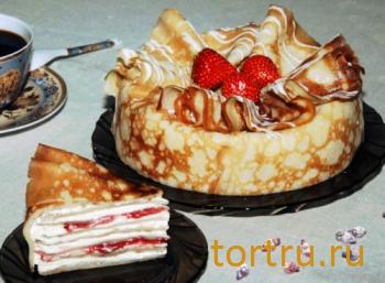 Торт "Славянский блинный с ягодами", На блюдечке, Зеленоград